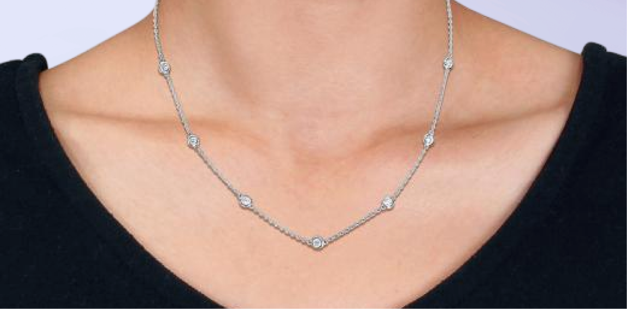 Julianna B sterling silver created white sapphire station necklace