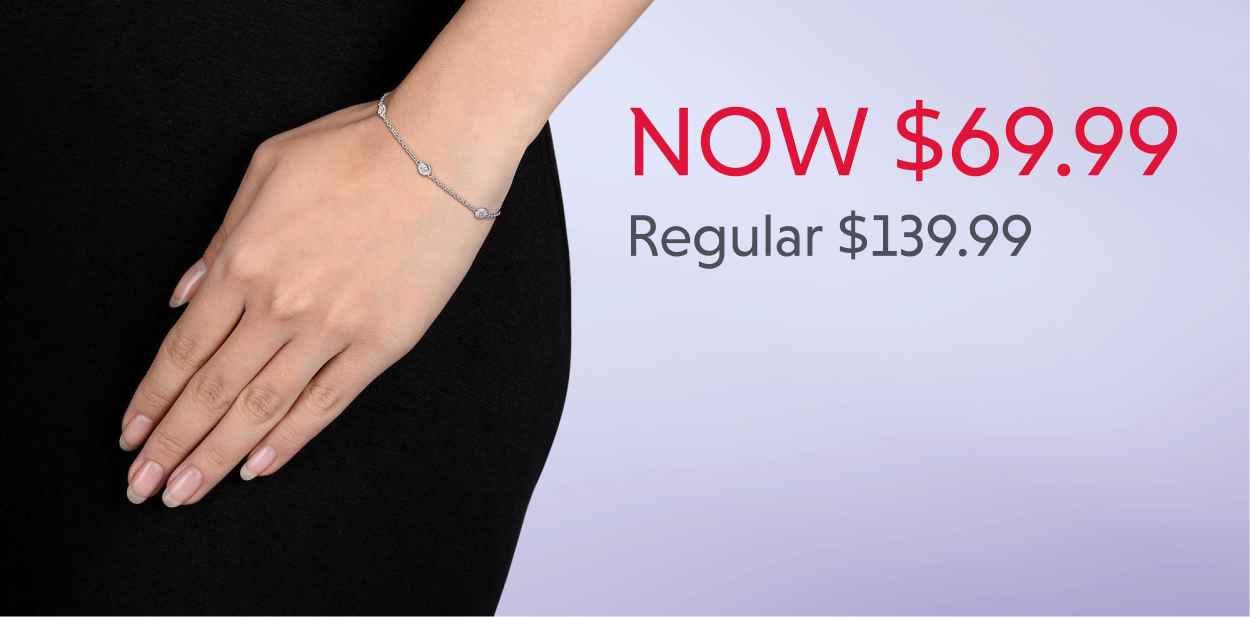 Julianna B sterling silver created white sapphire station bracelet